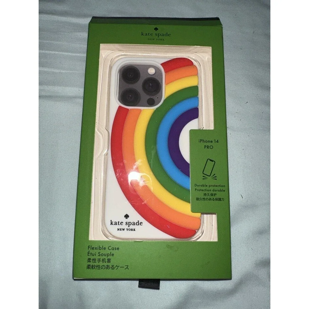 Kate Spade New York iPhone 14 Pro Case – Rainbow Flexible Silicone Cover